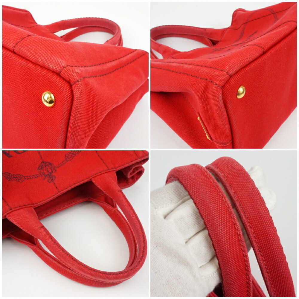 Prada Red Bag tote crossbody Shoulder handbag Canapa Bag Canvas - Picture 4 of 9